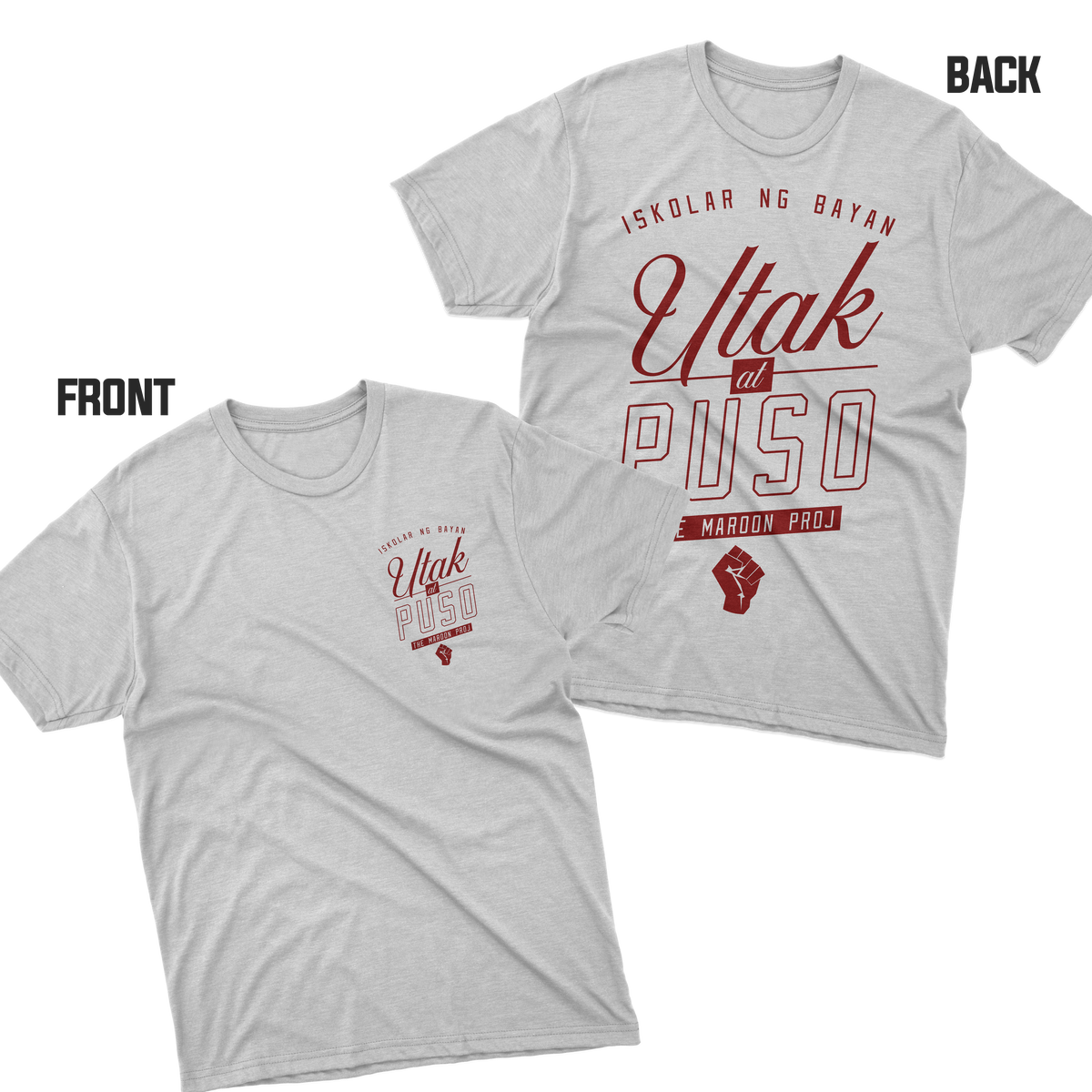 Utak at Puso v2 White - Cotton Spandex Tee